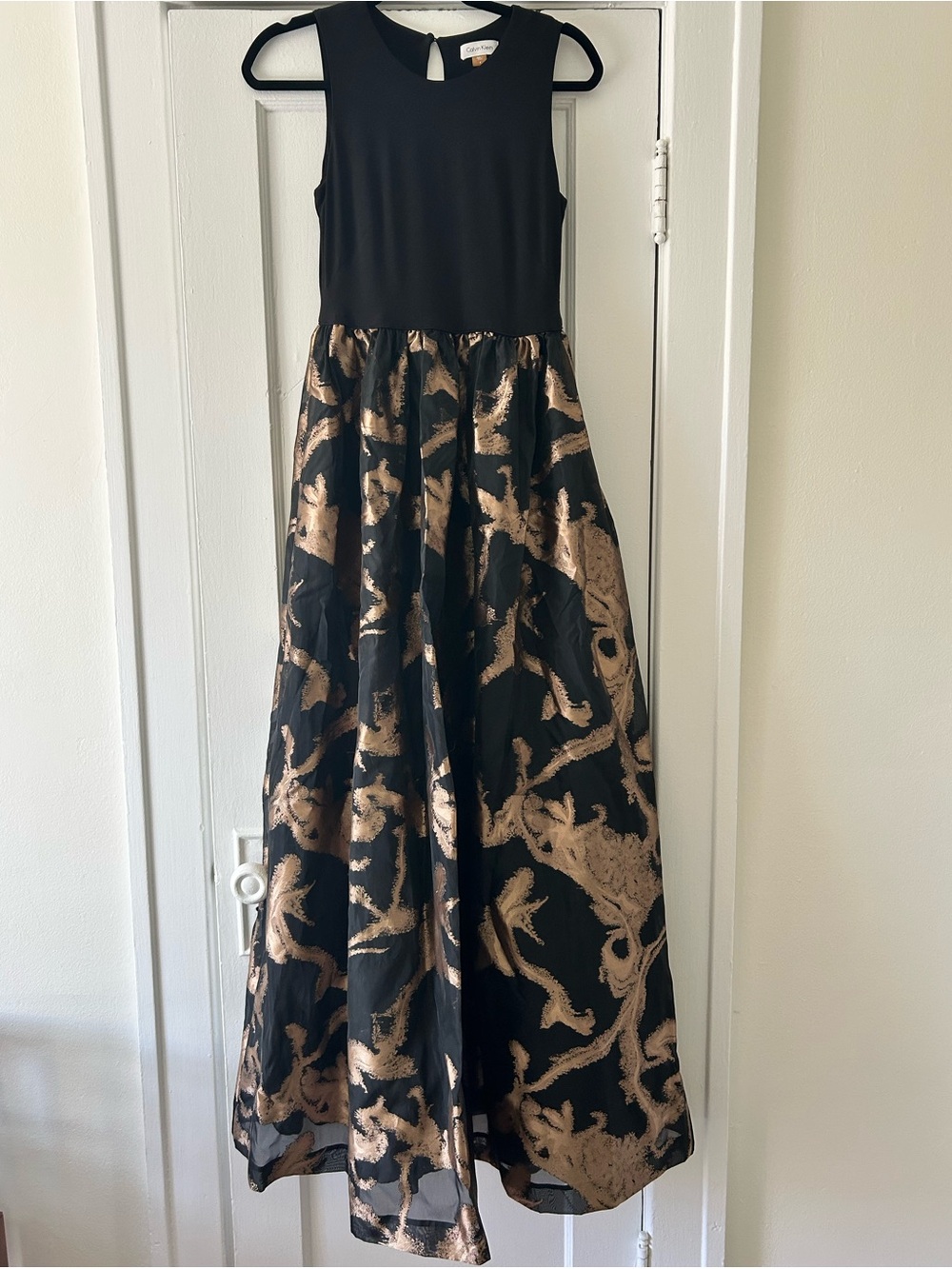 Black and Gold Sleeveless Party Dress- Calvin Klein